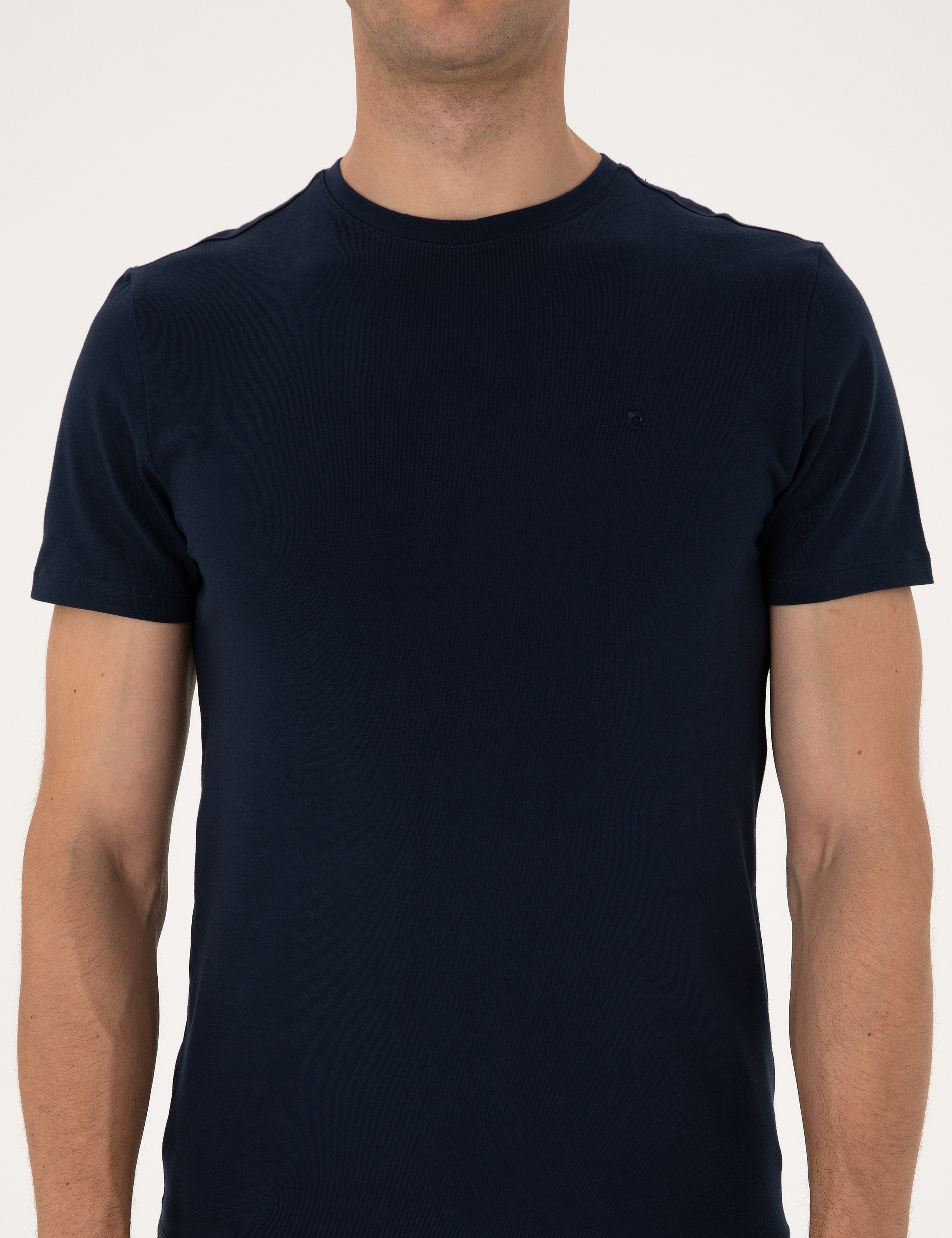Lacivert Slim Fit Bisiklet Yaka Tişört - Image 6