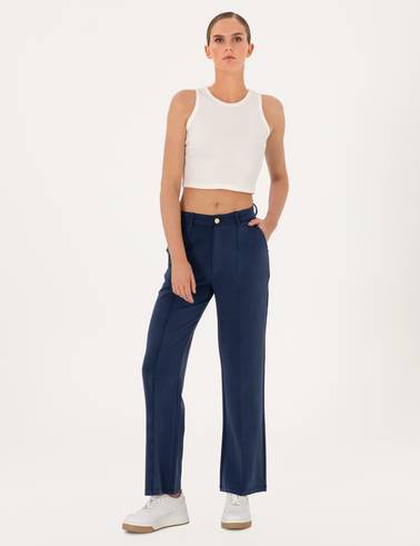 Lacivert Loose Fit Modal Karışımlı Eşofman Altı
