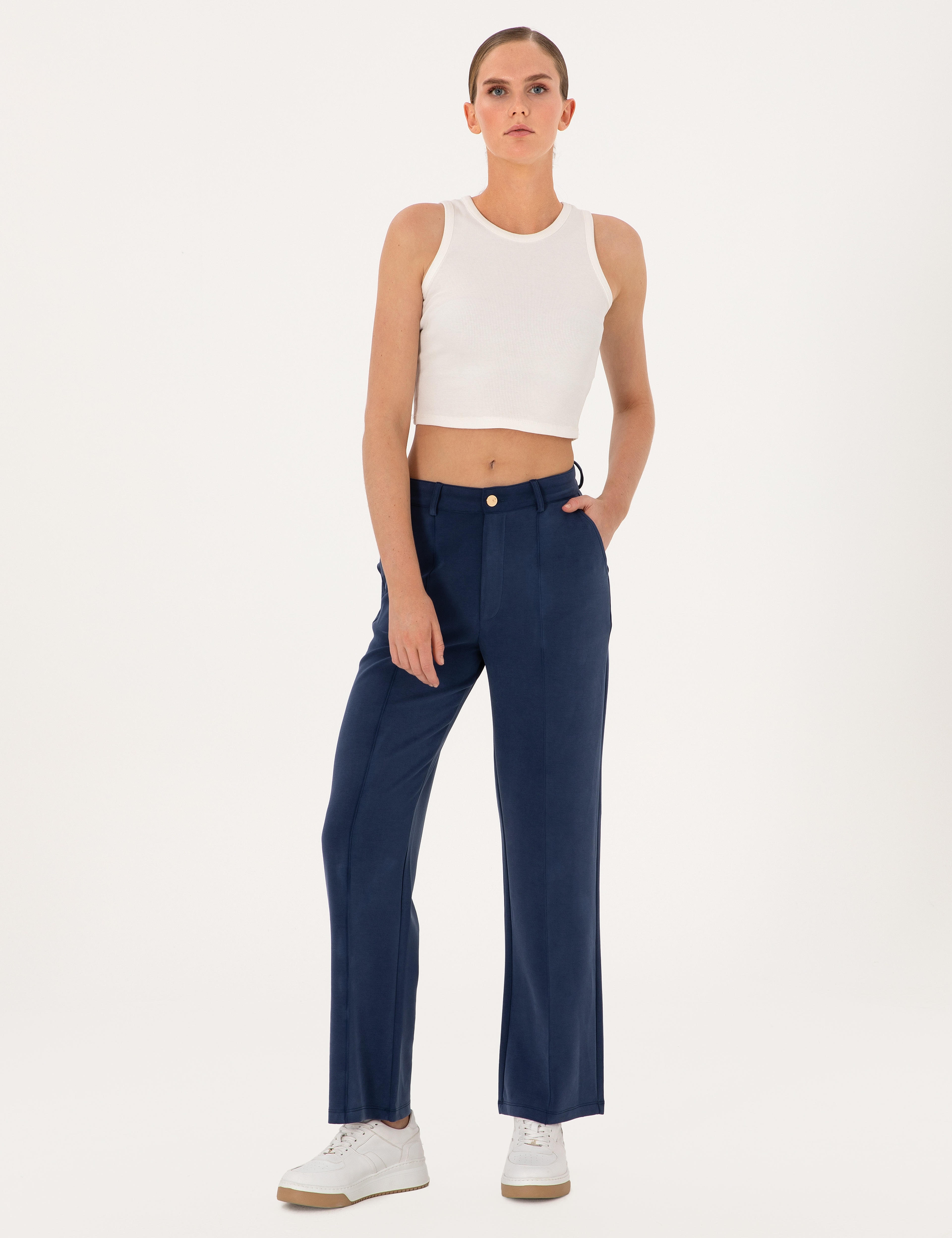 Lacivert Loose Fit Modal Karışımlı Eşofman Altı