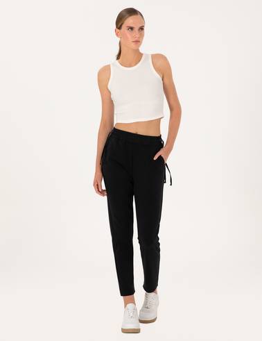 Siyah Regular Fit Modal Karışımlı Eşofman Altı