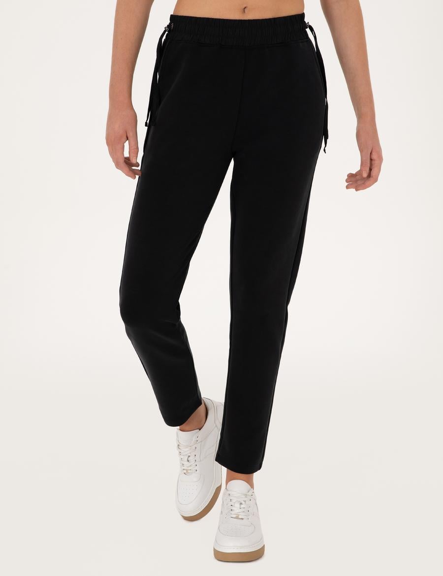 Siyah Regular Fit Modal Karışımlı Eşofman Altı