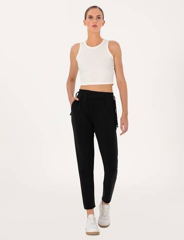 Siyah Regular Fit Modal Karışımlı Eşofman Altı