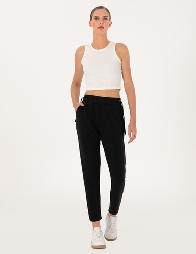 Siyah Regular Fit Modal Karışımlı Eşofman Altı