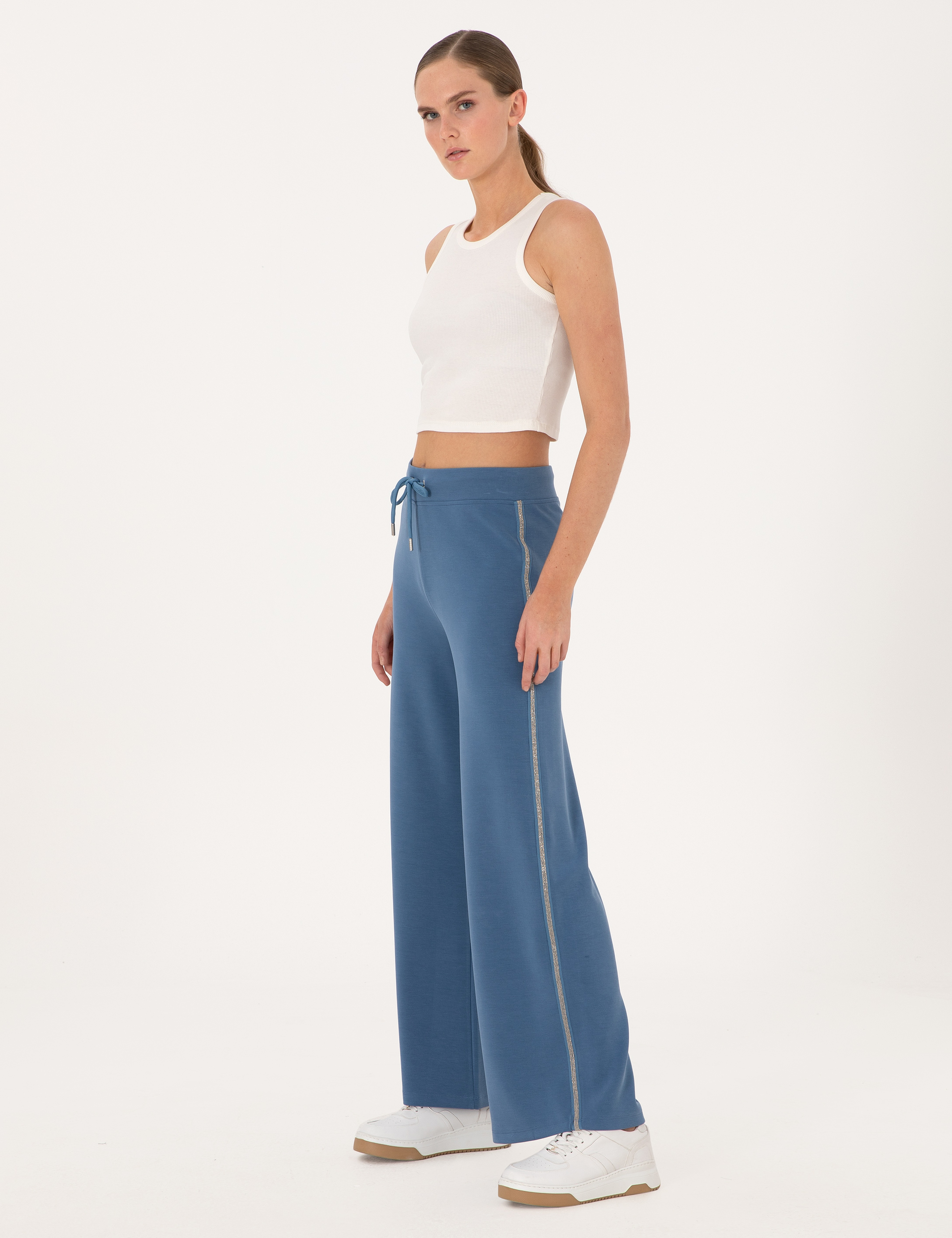 İndigo Flare Fit Modal Karışımlı Eşofman Altı - Image 3