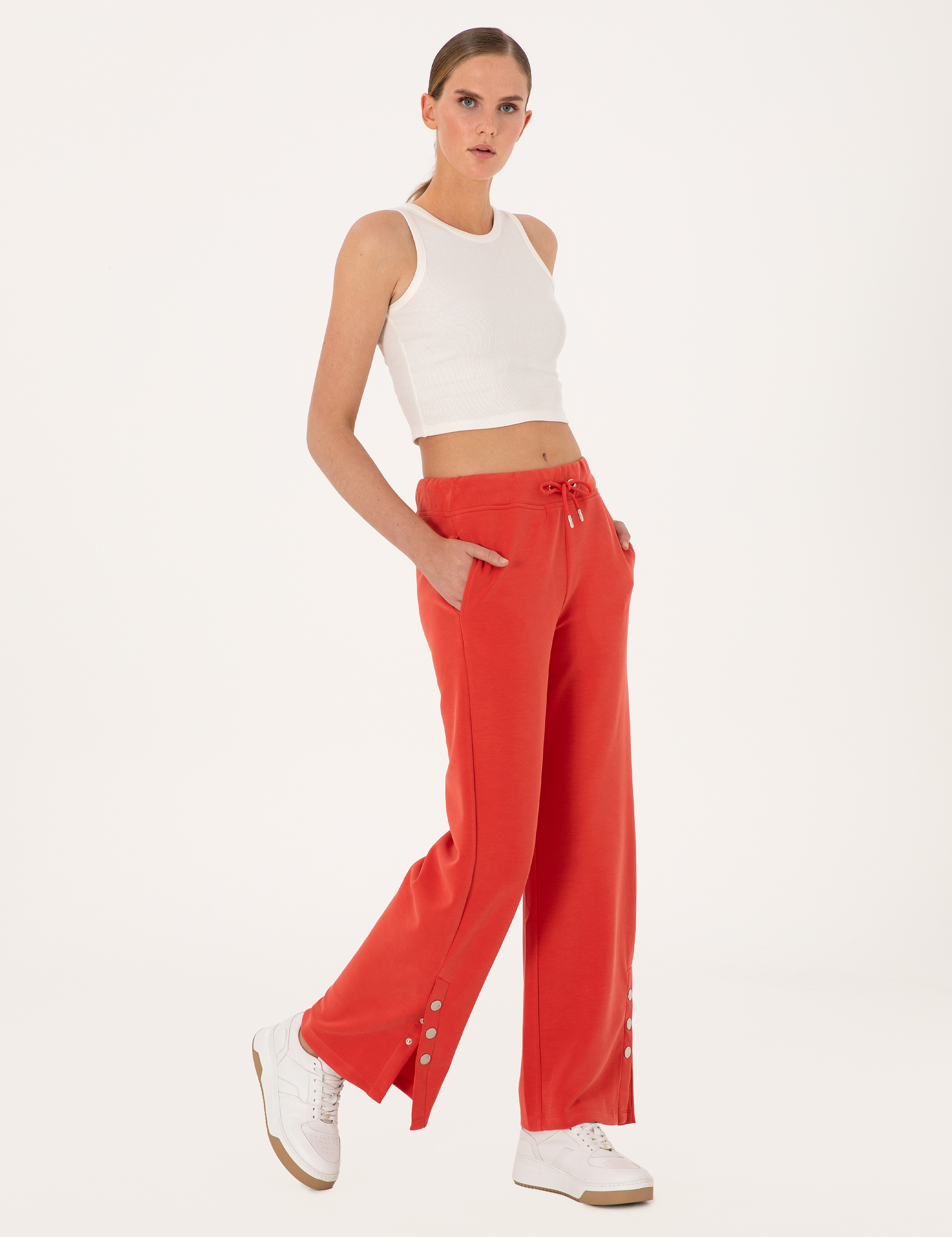 Kırmızı Loose Fit Modal Karışımlı Eşofman Altı - Image 3