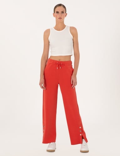 Kırmızı Loose Fit Modal Karışımlı Eşofman Altı