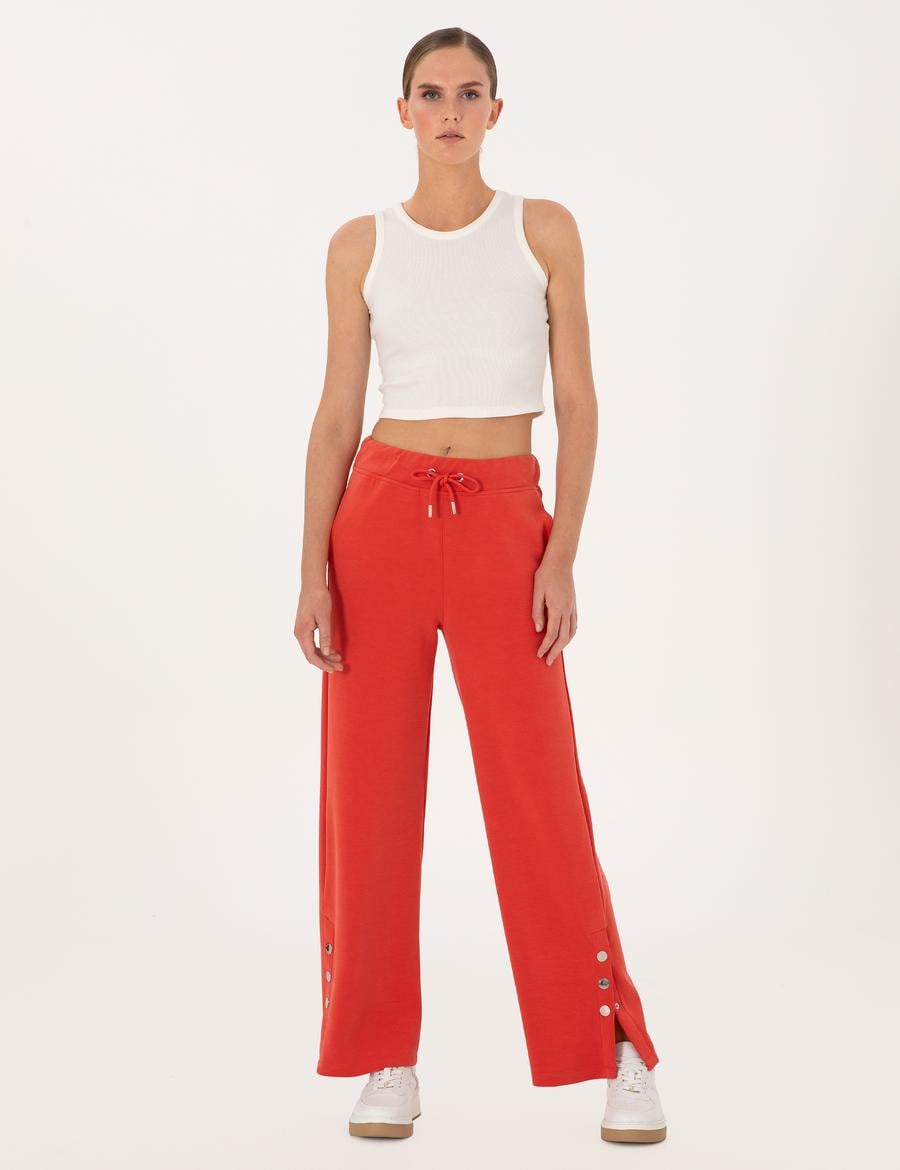 Kırmızı Loose Fit Modal Karışımlı Eşofman Altı