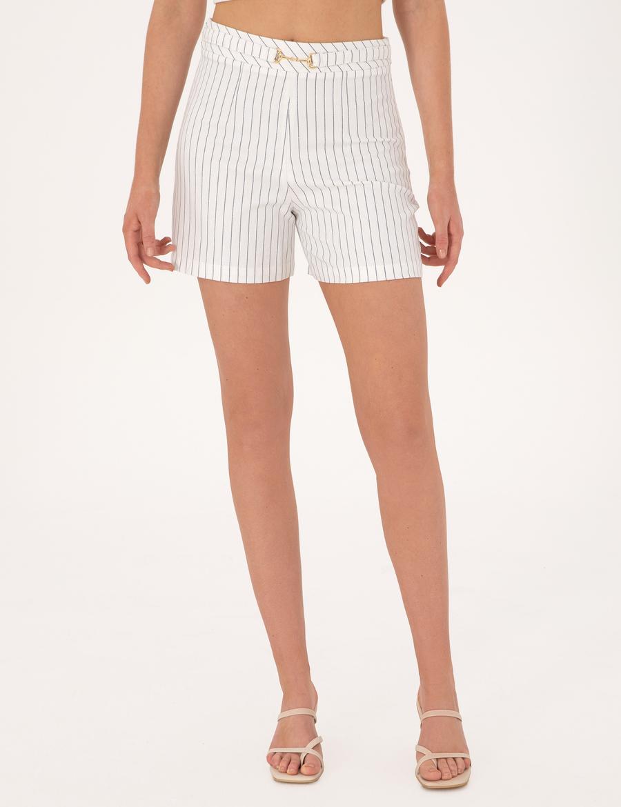 Ekru Regular Fit Bermuda Şort