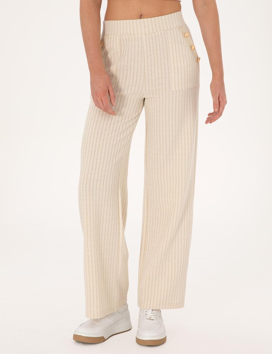 Krem Flare Fit Eşofman Altı