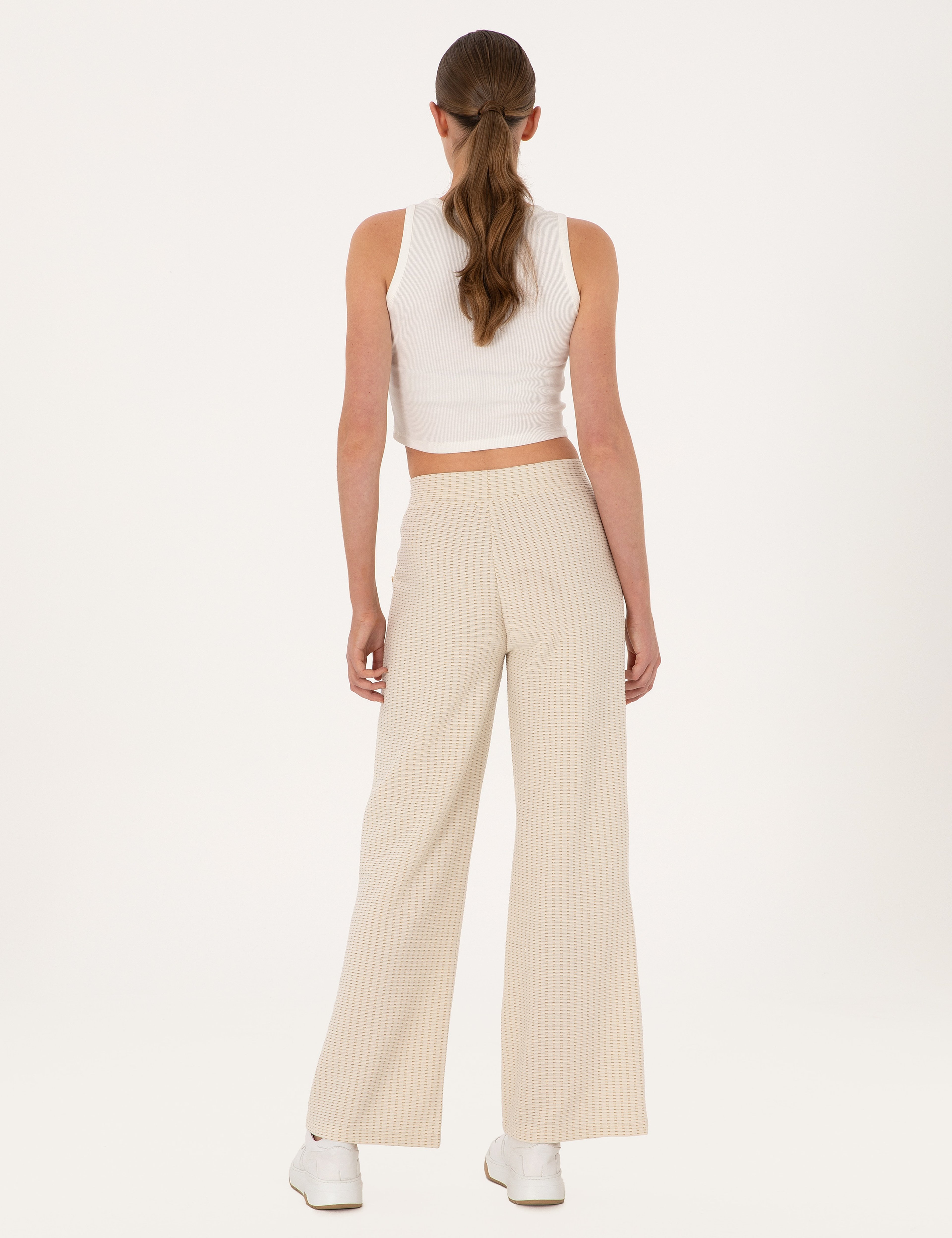 Krem Flare Fit Eşofman Altı