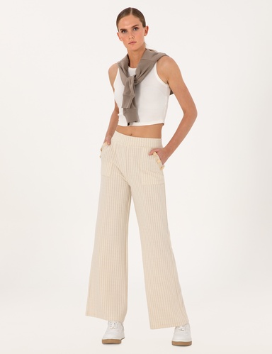 Krem Flare Fit Eşofman Altı