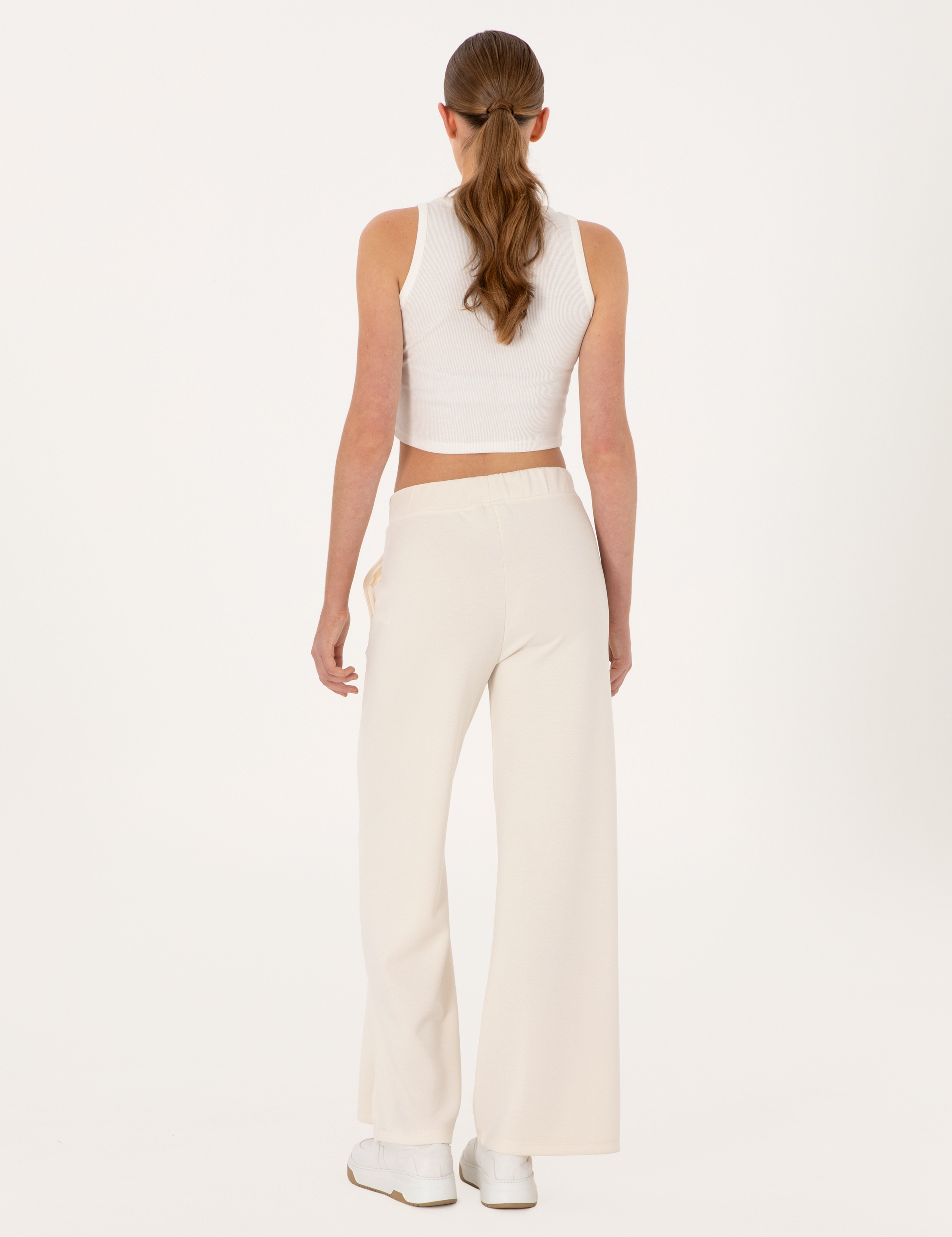 Ekru Flare Fit Modal Karışımlı Eşofman Altı - Image 4