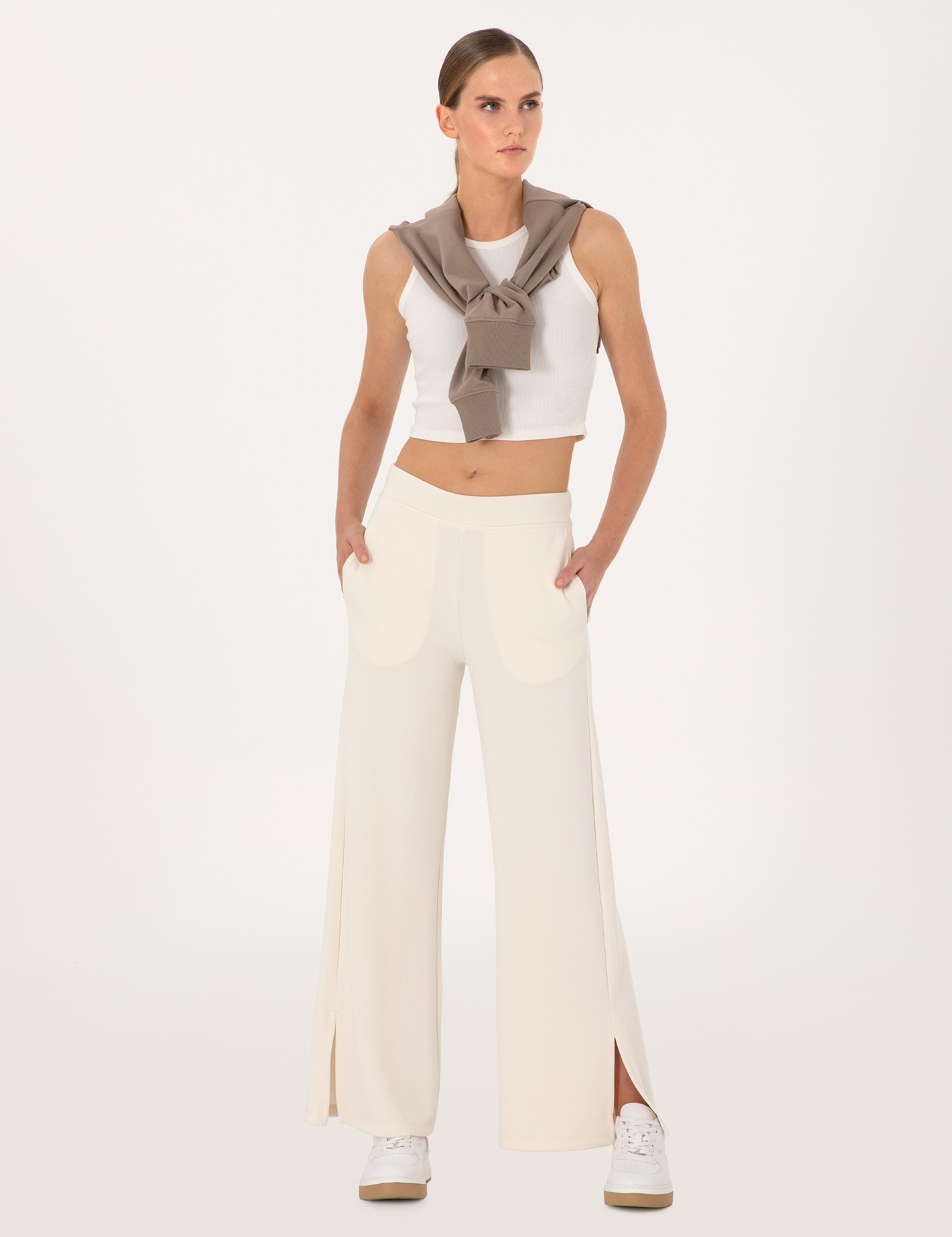 Ekru Flare Fit Modal Karışımlı Eşofman Altı