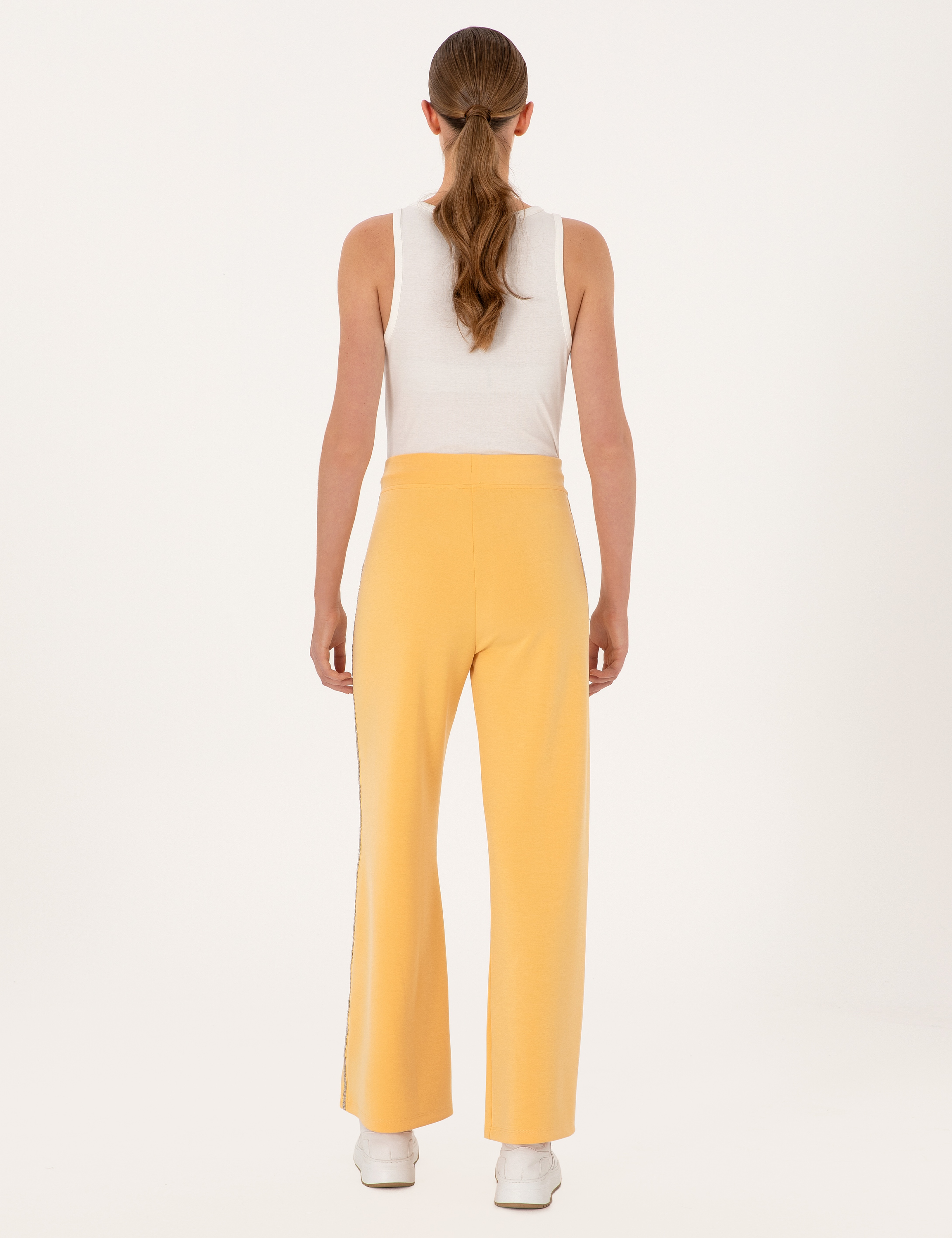 Sarı Flare Fit Modal Karışımlı Eşofman Altı - Image 4