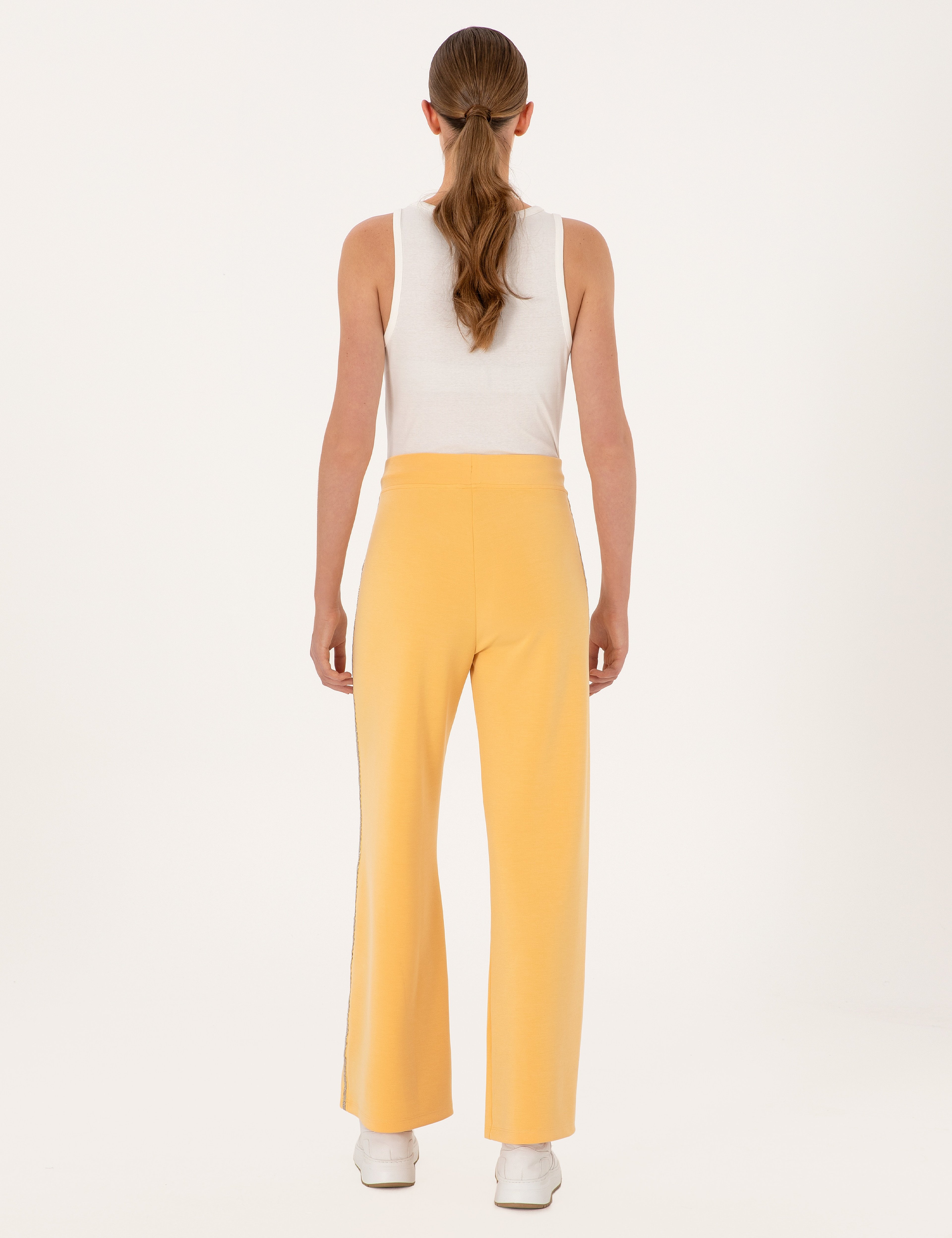 Sarı Flare Fit Modal Karışımlı Eşofman Altı