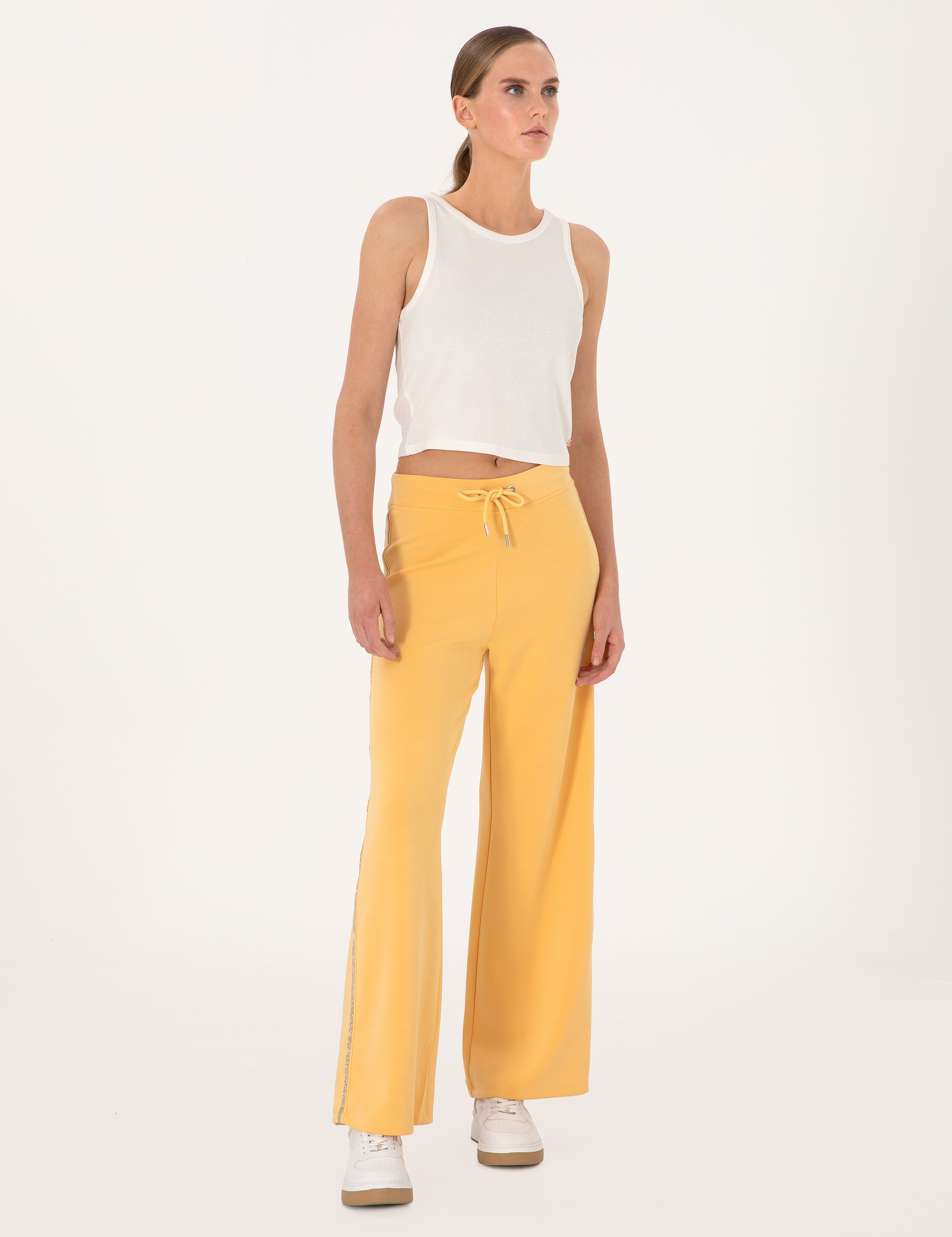 Sarı Flare Fit Modal Karışımlı Eşofman Altı - Image 3