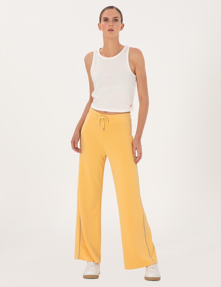 Sarı Flare Fit Modal Karışımlı Eşofman Altı