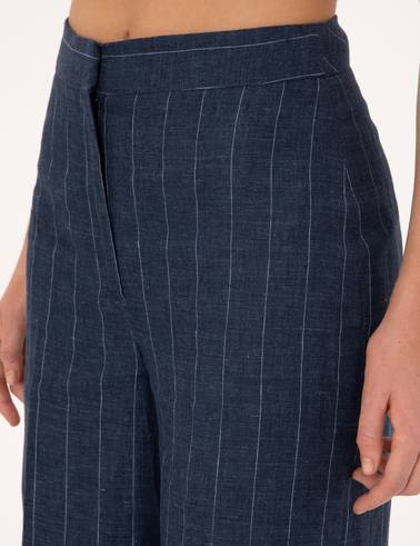 Lacivert Keten Pantolon