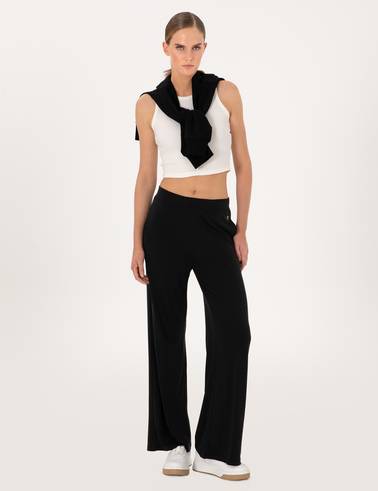 Siyah Loose Fit Modal Karışımlı Eşofman Altı