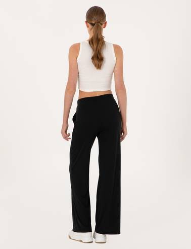 Siyah Loose Fit Modal Karışımlı Eşofman Altı