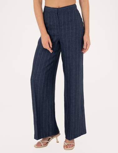Lacivert Keten Pantolon