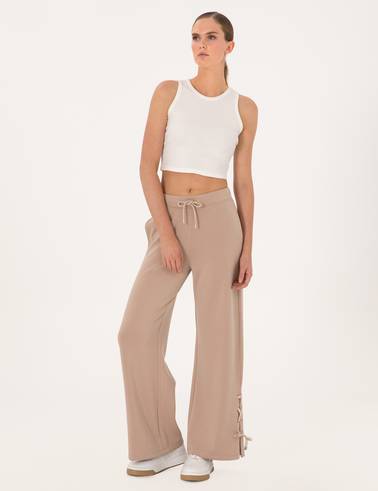 Bej Flare Fit Modal Karışımlı Eşofman Altı