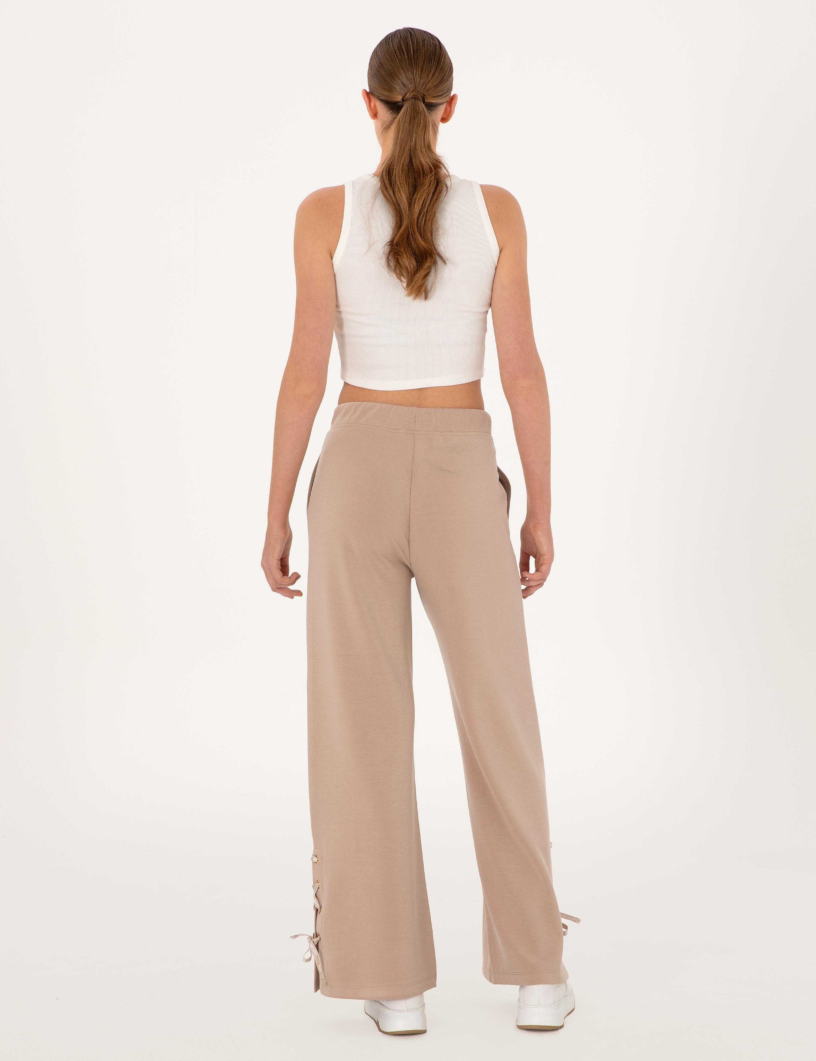 Bej Flare Fit Modal Karışımlı Eşofman Altı