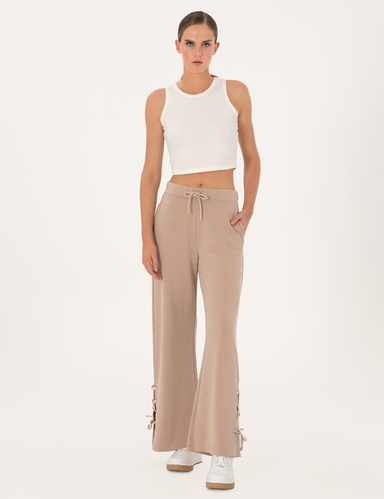 Bej Flare Fit Modal Karışımlı Eşofman Altı