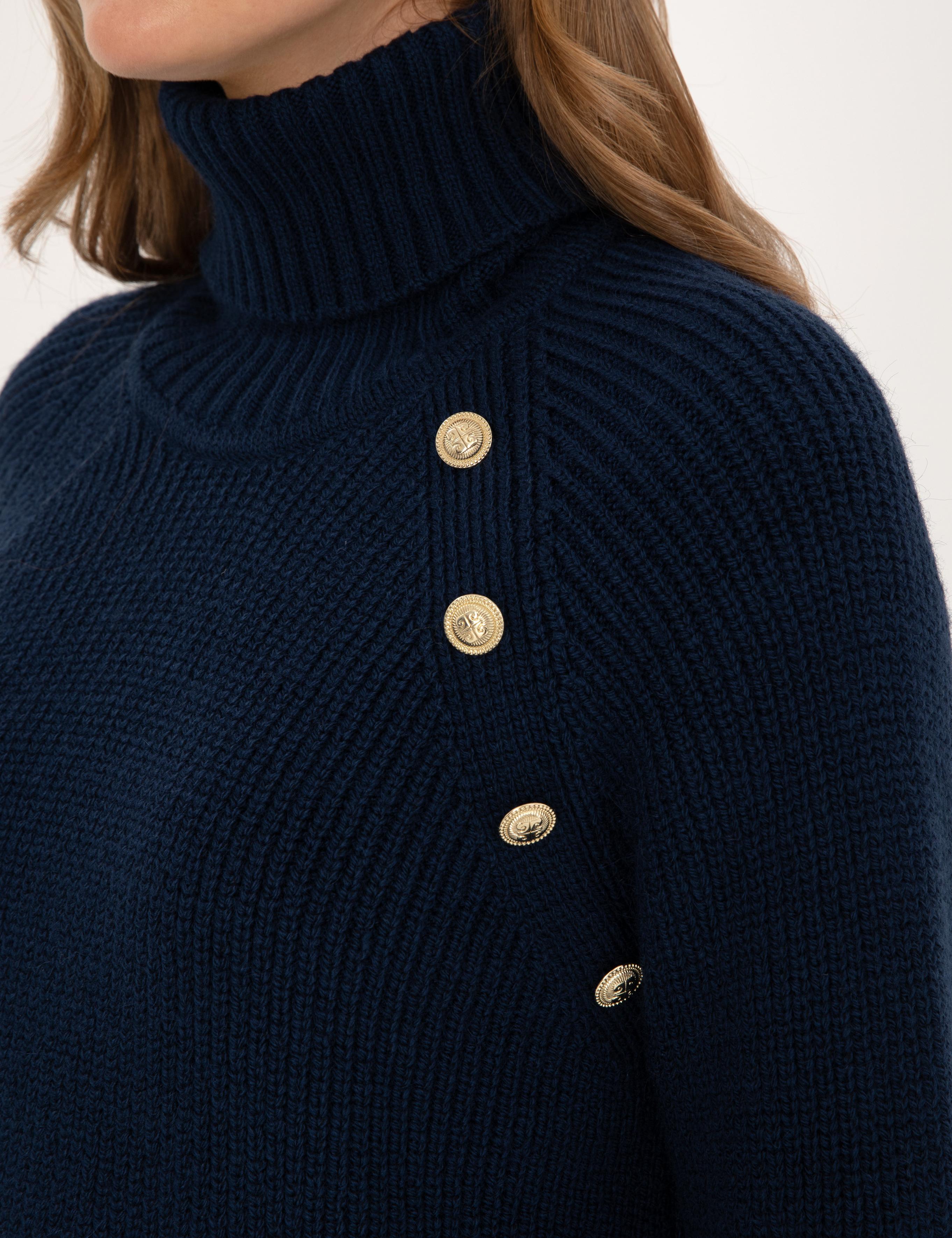 Lacivert Comfort Fit Balıkçı Yaka Kazak