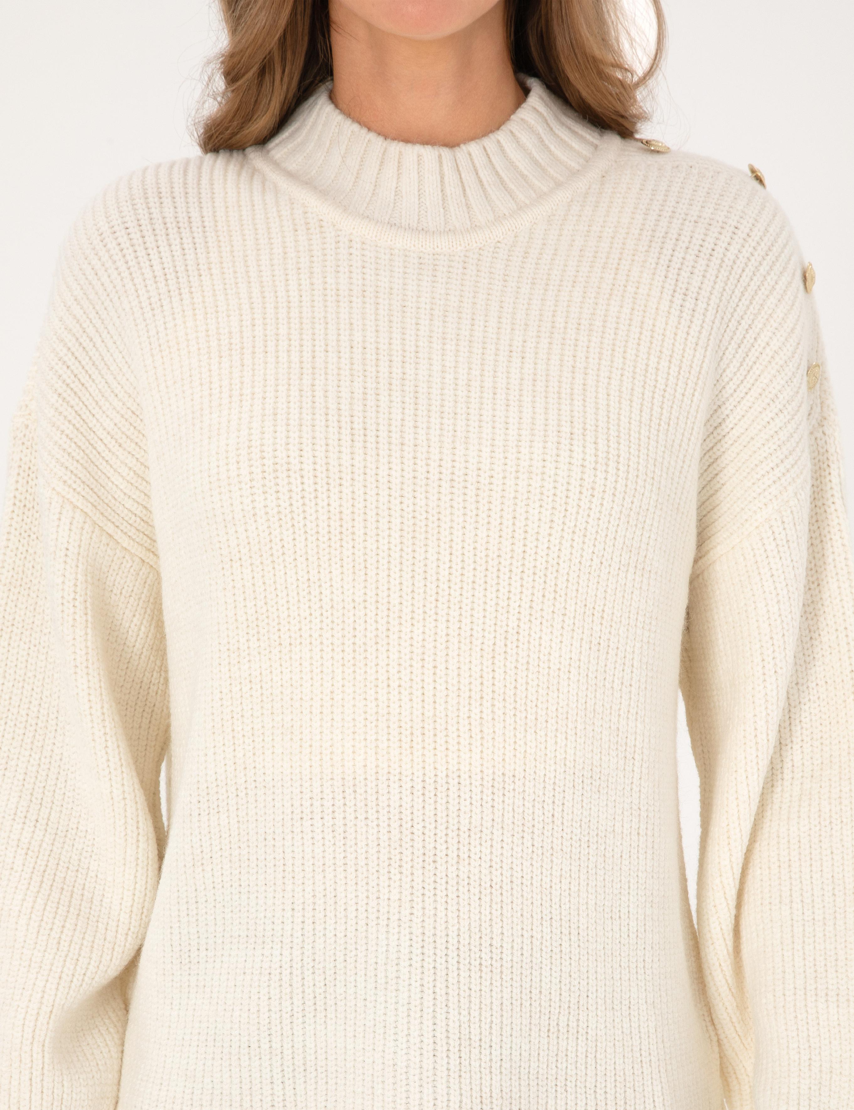 Ekru Comfort Fit Yarım Balıkçı Kazak