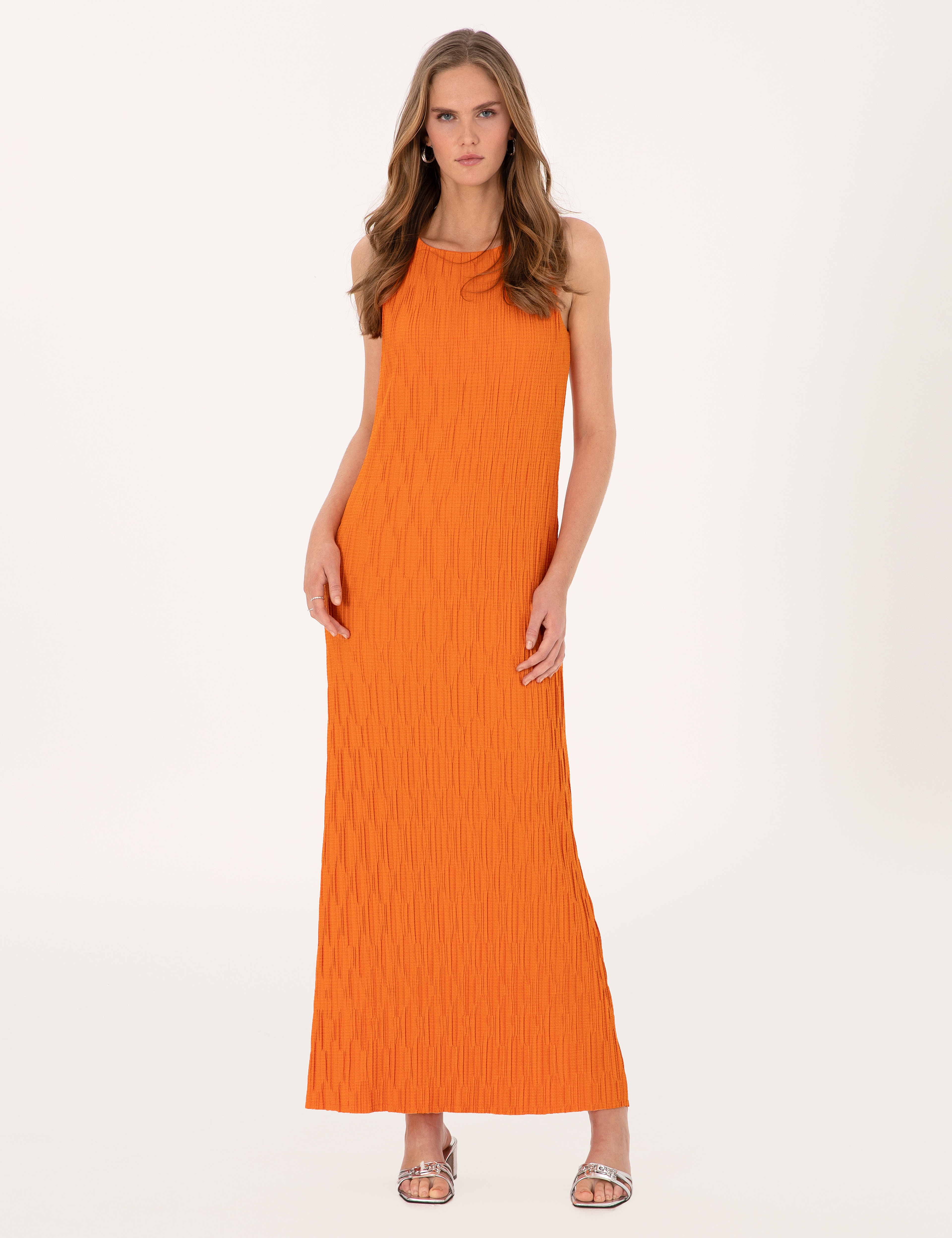 Turuncu Regular Fit Örme Elbise - Image 1