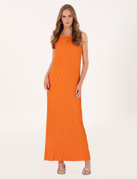 Turuncu Regular Fit Örme Elbise - 50304930012