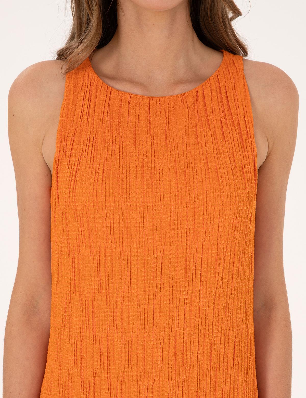 Turuncu Regular Fit Örme Elbise - 50304930012