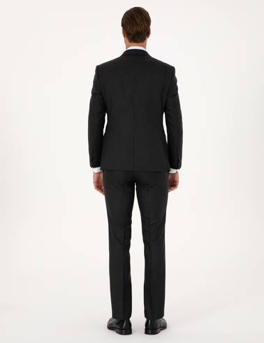 Antrasit Slim Fit %100 Kaşmir Çizgili Takım Elbise