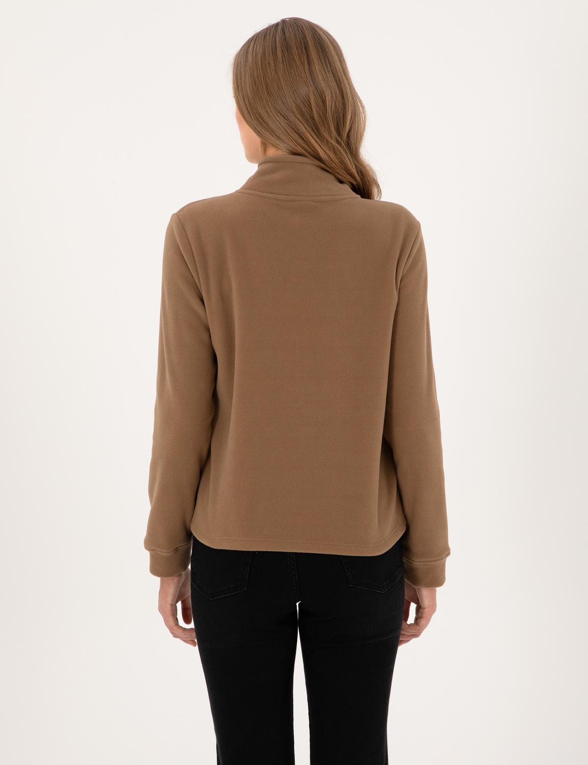Camel Comfort Fit Fermuarlı Polar Sweatshirt - 50316333039