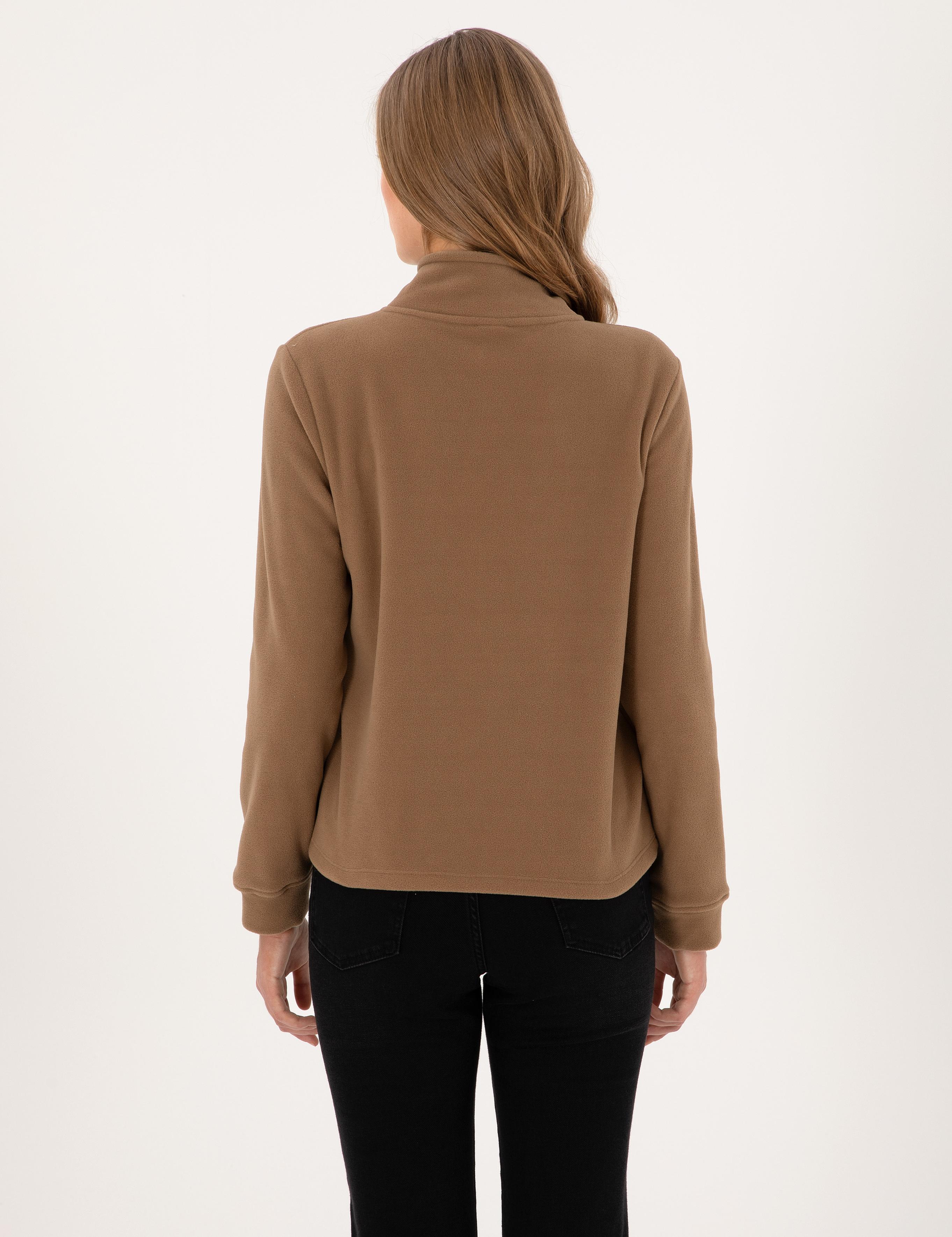 Camel Comfort Fit Fermuarlı Polar Sweatshirt
