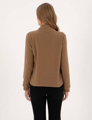 Camel Comfort Fit Fermuarlı Polar Sweatshirt