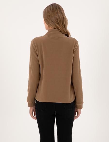 Camel Comfort Fit Fermuarlı Polar Sweatshirt - 50316333039