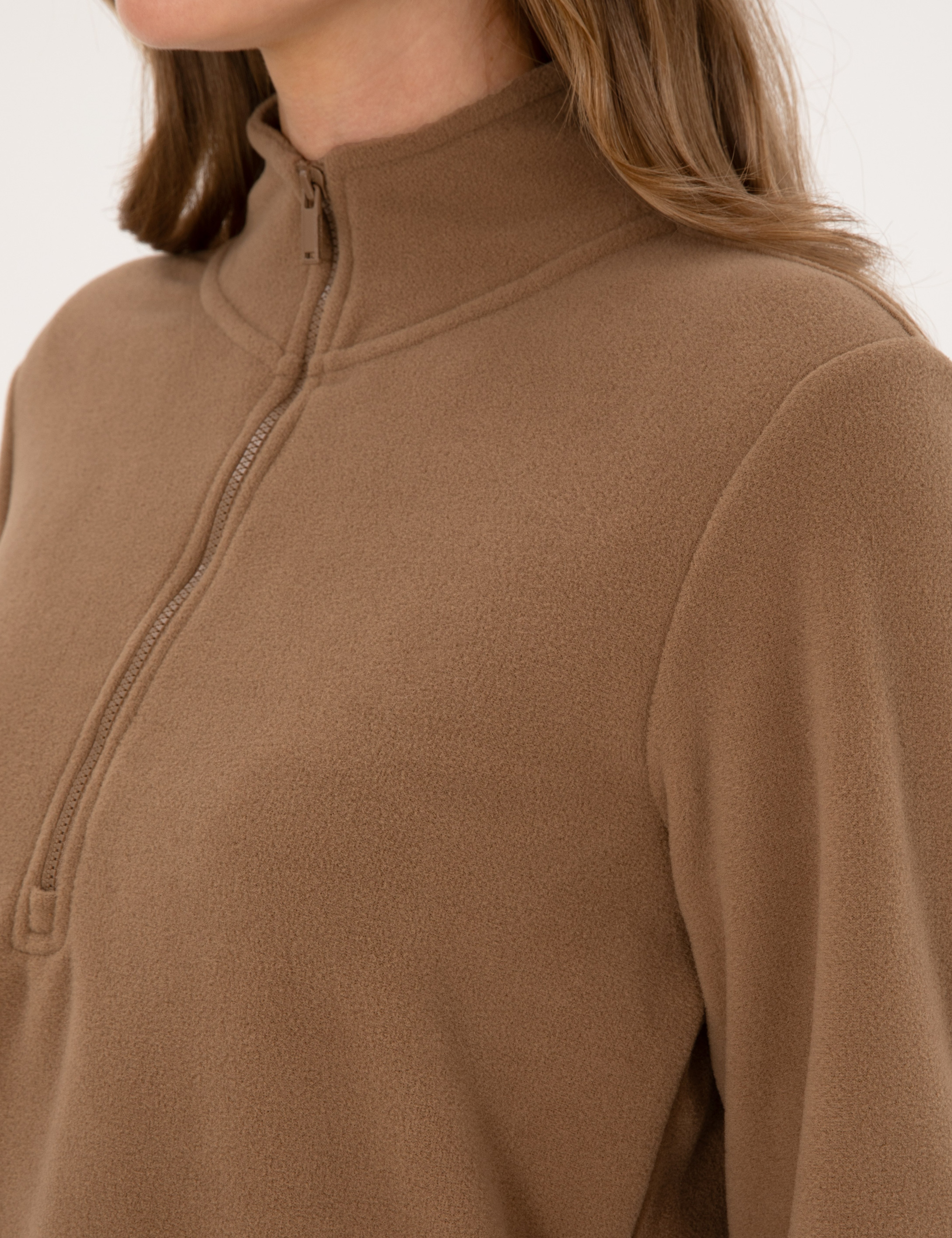 Camel Comfort Fit Fermuarlı Polar Sweatshirt