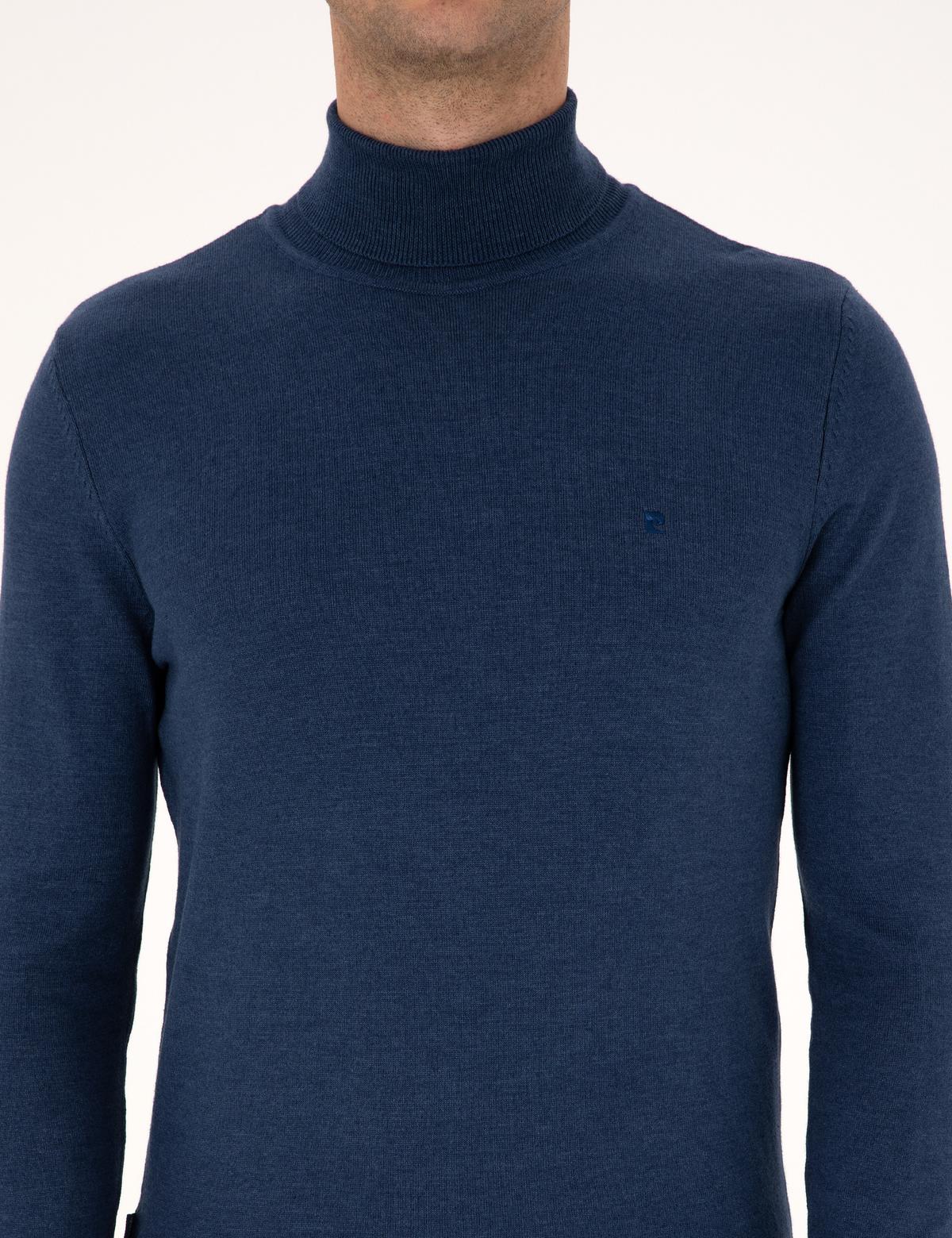 İndigo Melanj Slim Fit Balıkçı Yaka Basic Triko Kazak - 50314202048