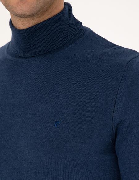 İndigo Melanj Slim Fit Balıkçı Yaka Basic Triko Kazak - 50314202048