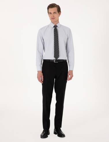 Açık Gri Regular Fit Uzun Kollu Basic Gömlek