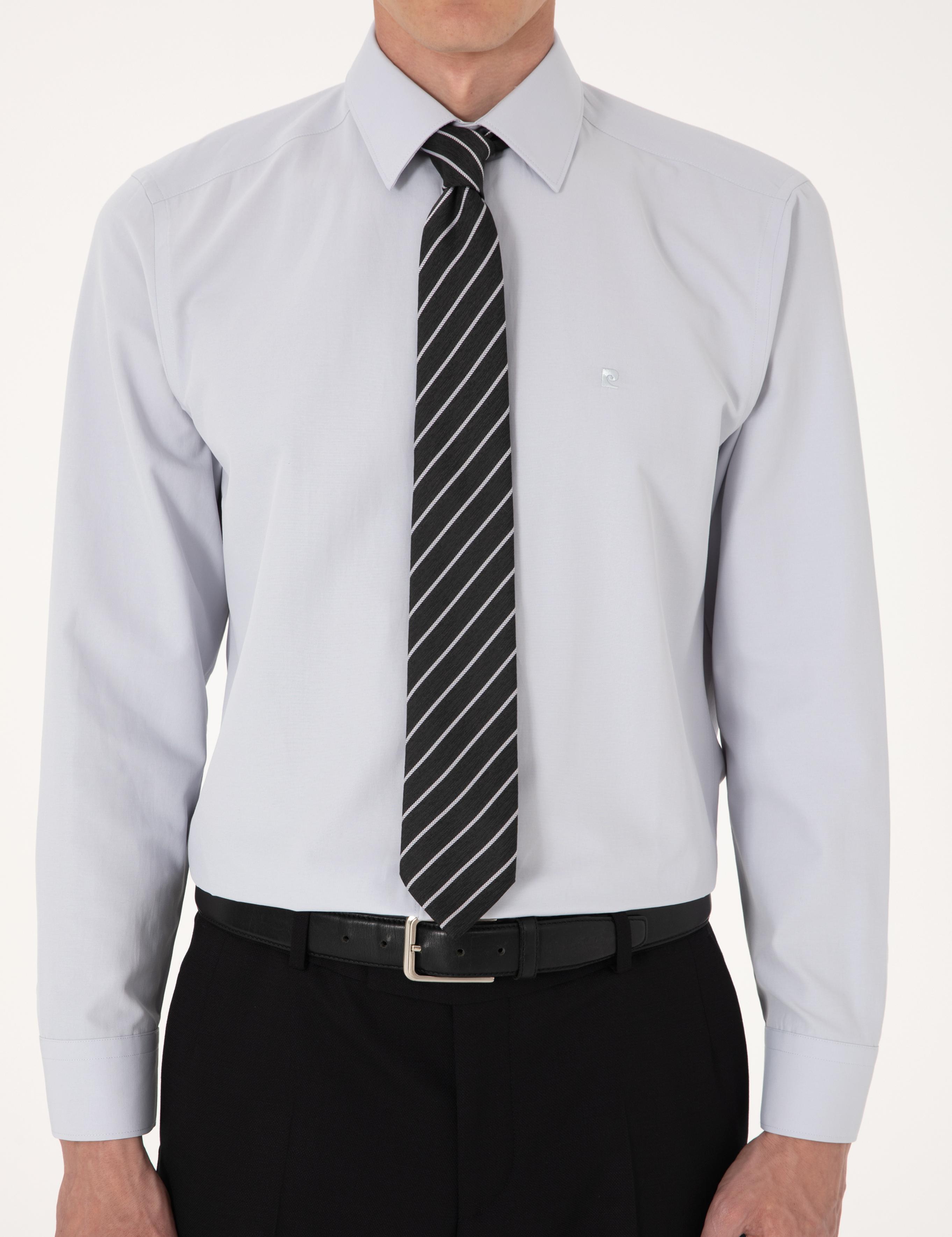 Açık Gri Regular Fit Uzun Kollu Basic Gömlek