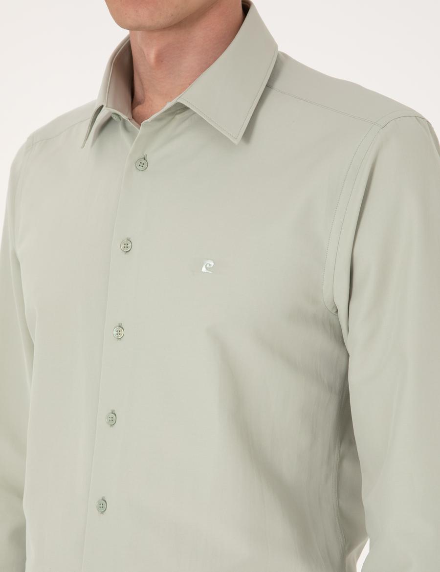 Yeşil Slim Fit Uzun Kollu Basic Gömlek