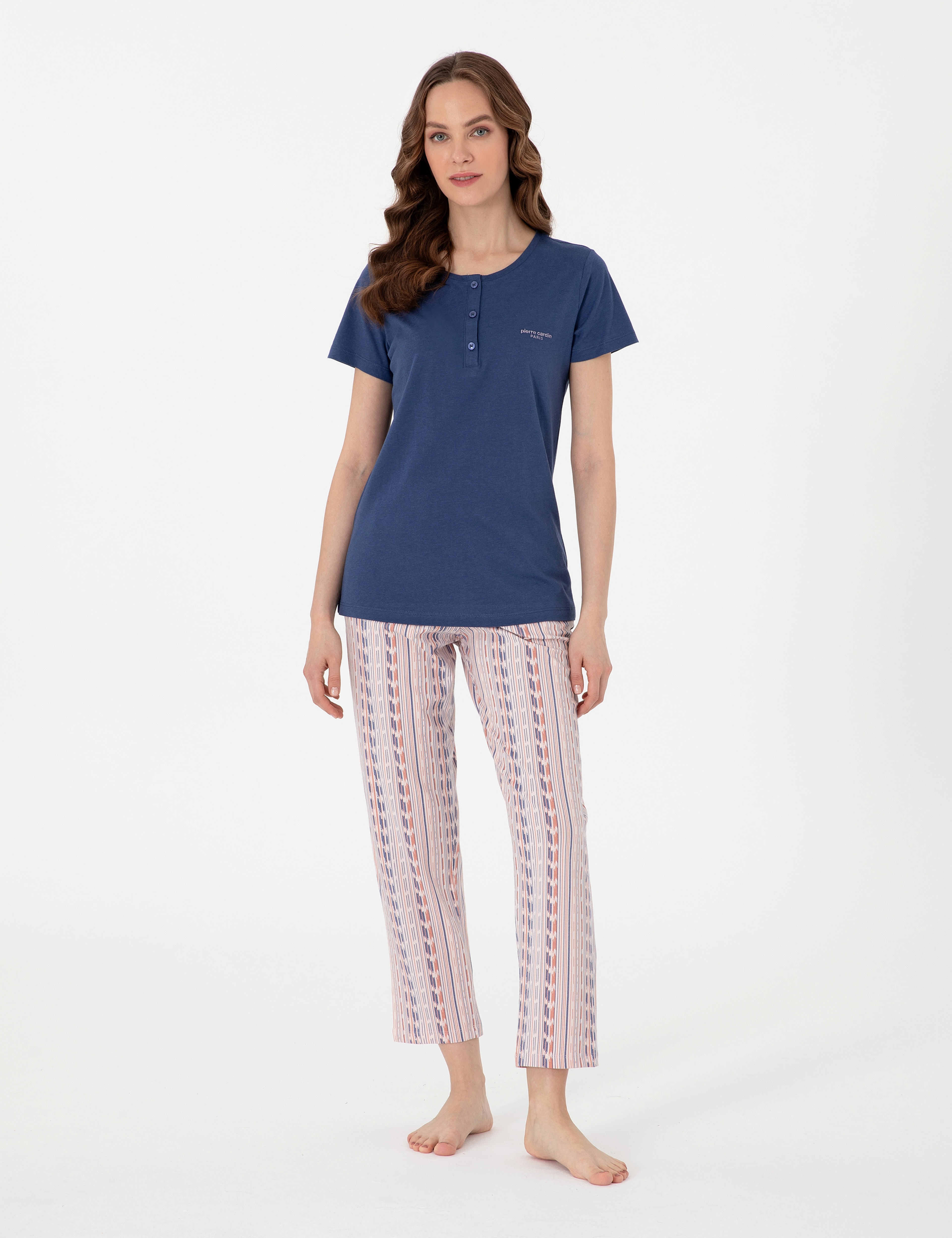 İndigo Kısakollu Pijama Takımı - Image 1