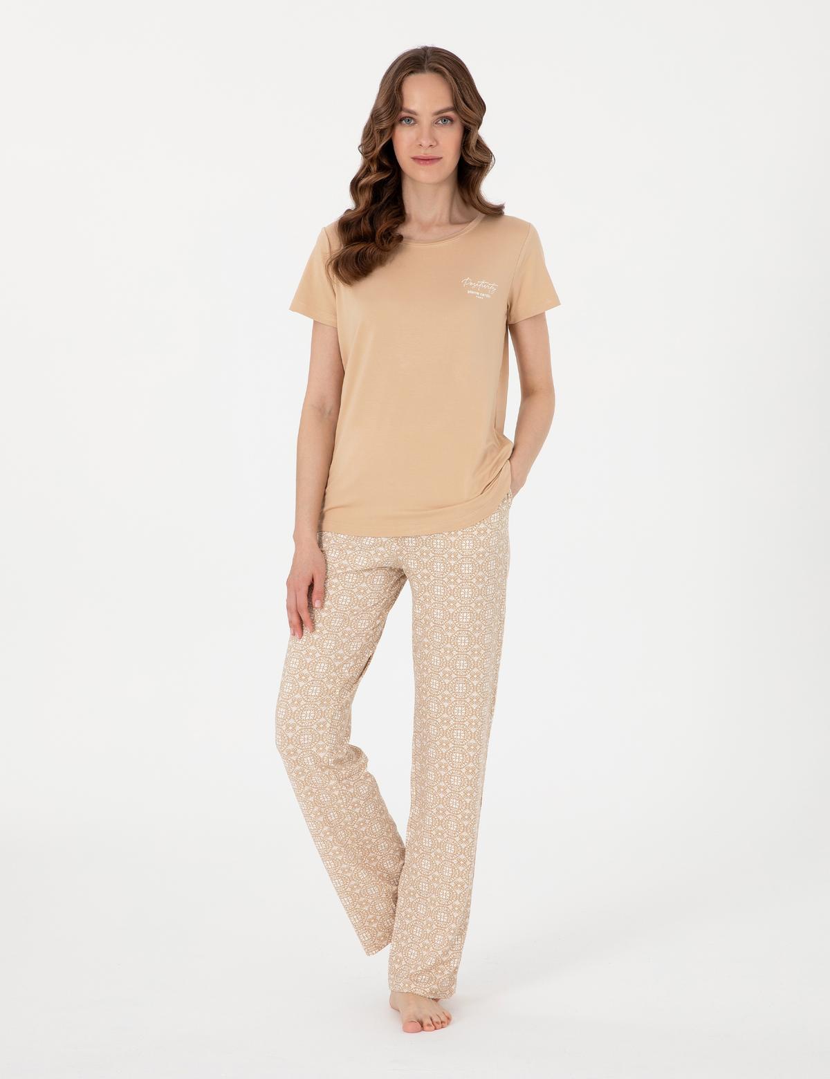 Bej Kısakollu Pijama Takımı - 50318999005