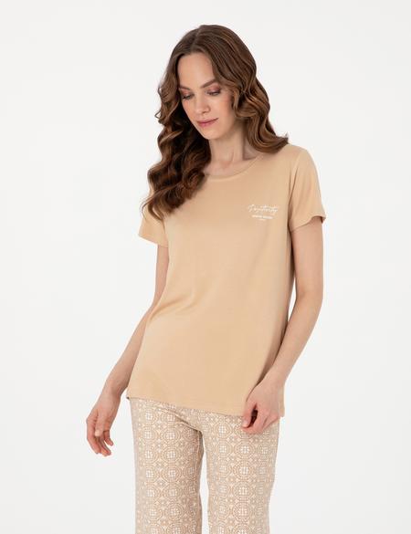 Bej Kısakollu Pijama Takımı - 50318999005