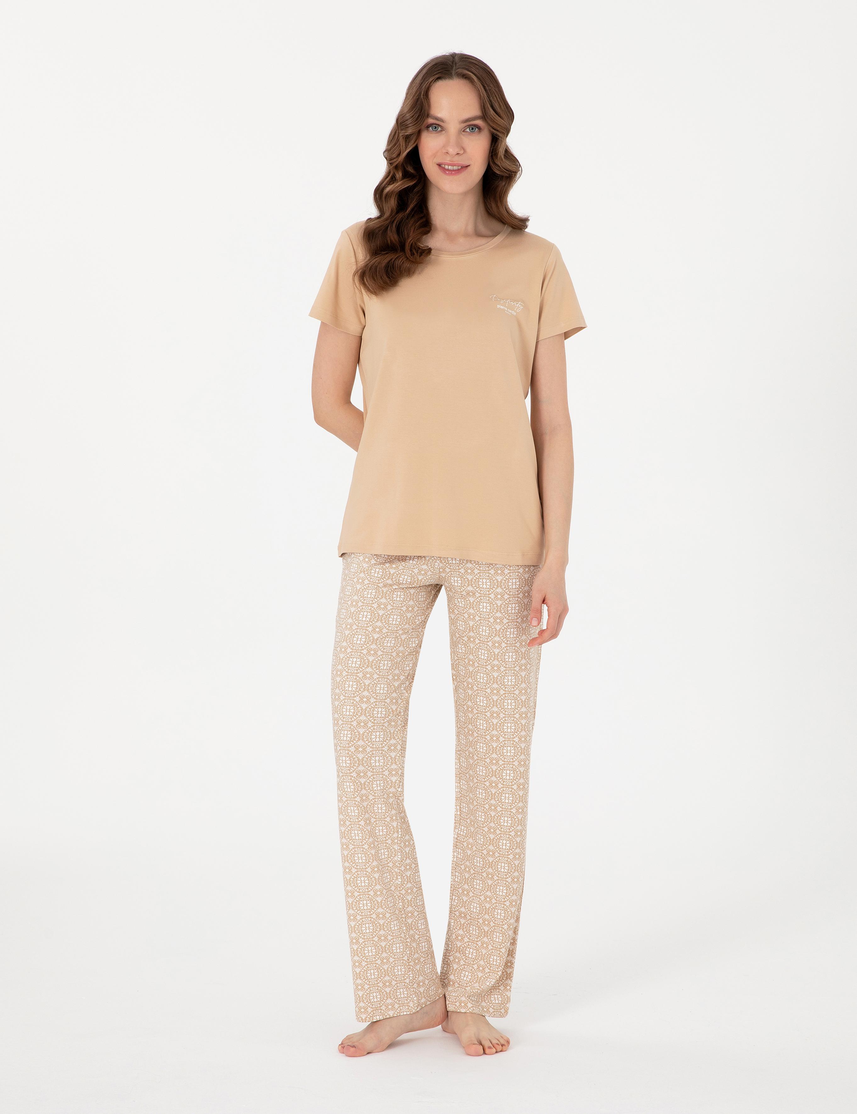 Bej Kısakollu Pijama Takımı