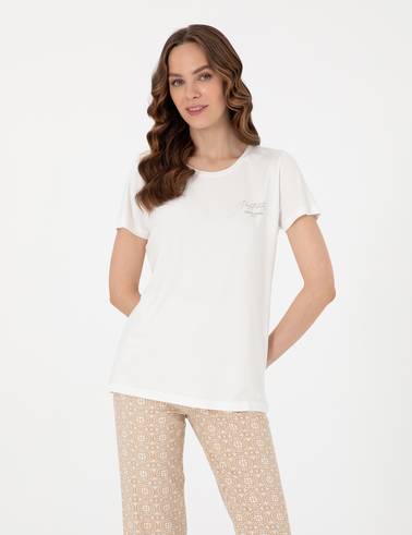Beyaz Kısakollu Pijama Takımı