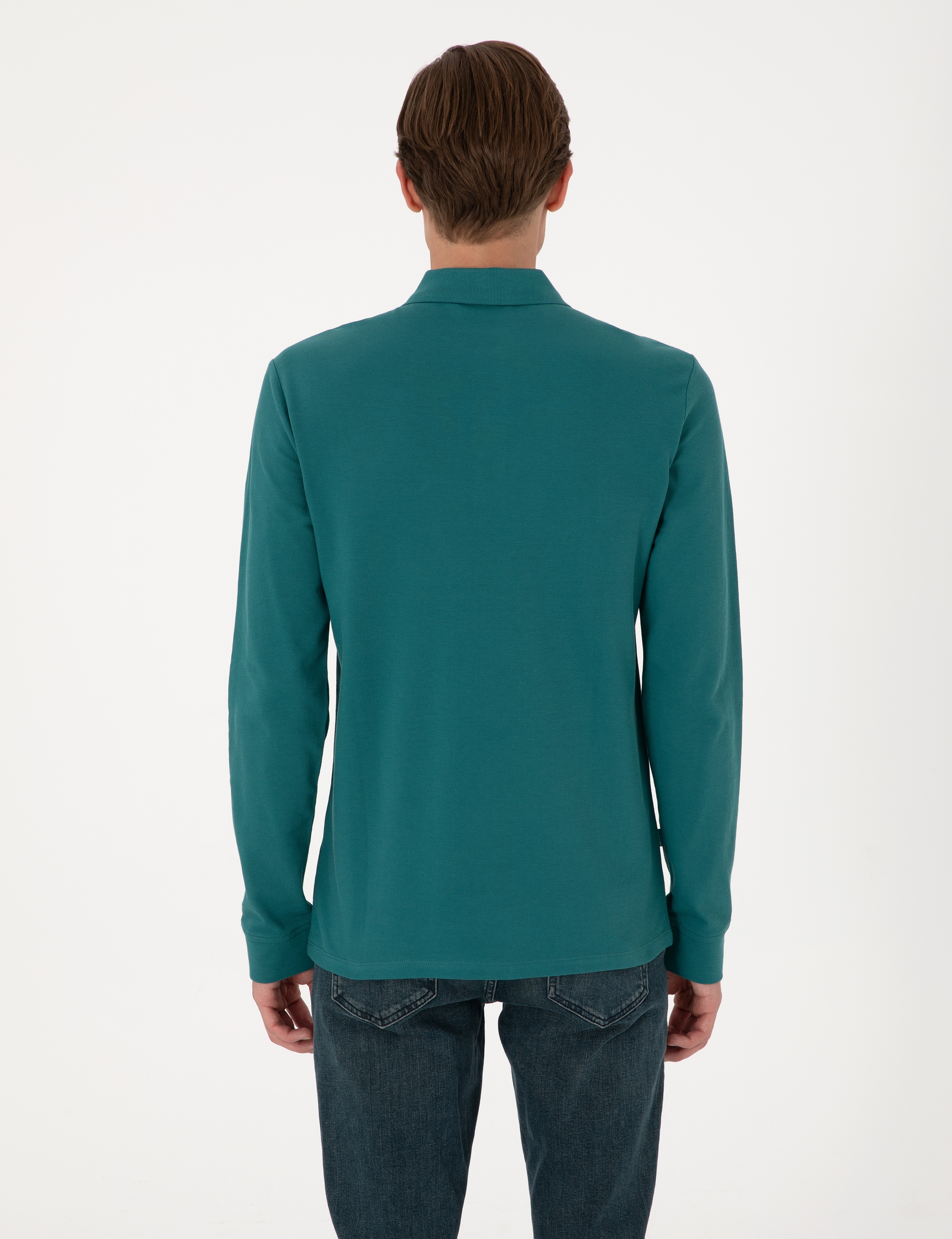 Zümrüt Slim Fit Kıvrılmaz Polo Yaka Basic Pike Sweatshirt